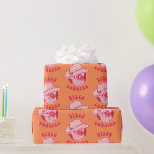 Cute Girly Pink Orange Disco Cowgirl Hat Wrapping Paper