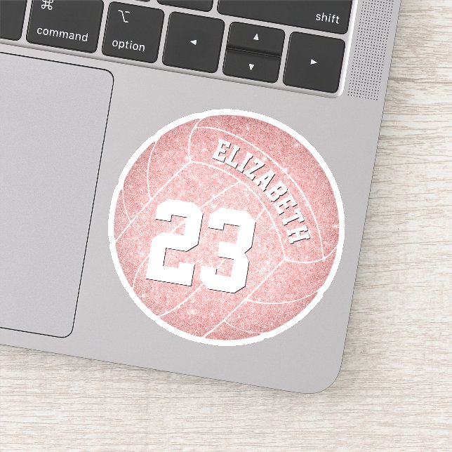 cute girly pink personalised volleyball player's (Detail)