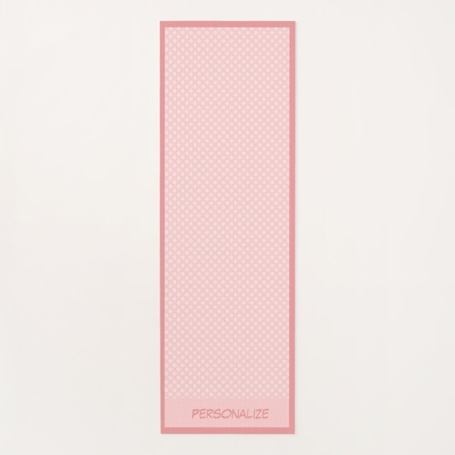 Cute Girly Pink Polka Dot Design Zen Yoga Namaste Yoga Mat (Front)