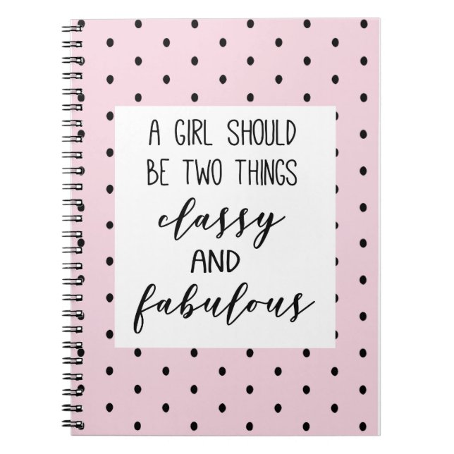 cute girly pink polka dots coco Chanel quote Notebook (Front)