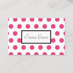 Cute Girly Pink Polka Dots Pattern Business Card