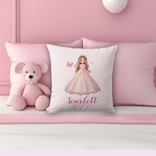 Cute Girly Pink Princess Personalised Cushion