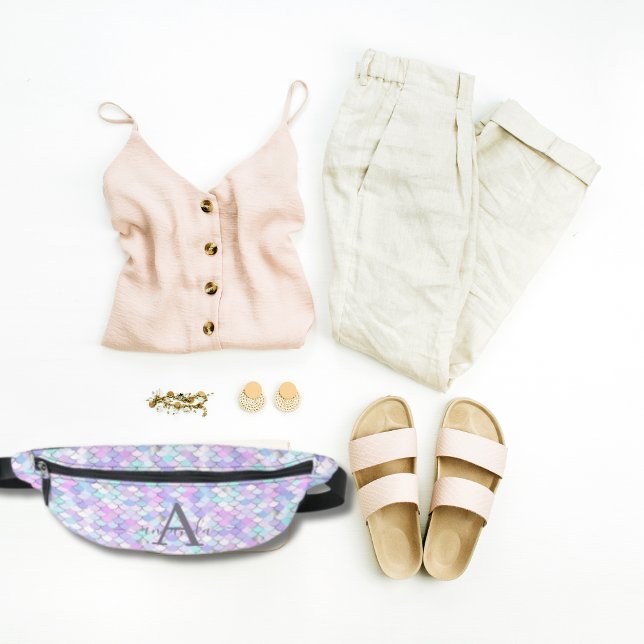 Cute Girly Pink Purple Mermaid Scales Personalised Bum Bags (Creator Uploaded)