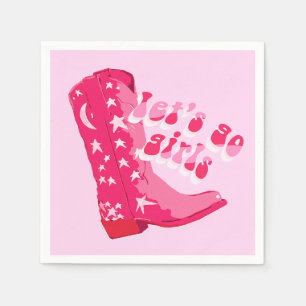 Cute Girly Pink Red Disco Cowgirl Boot Napkin
