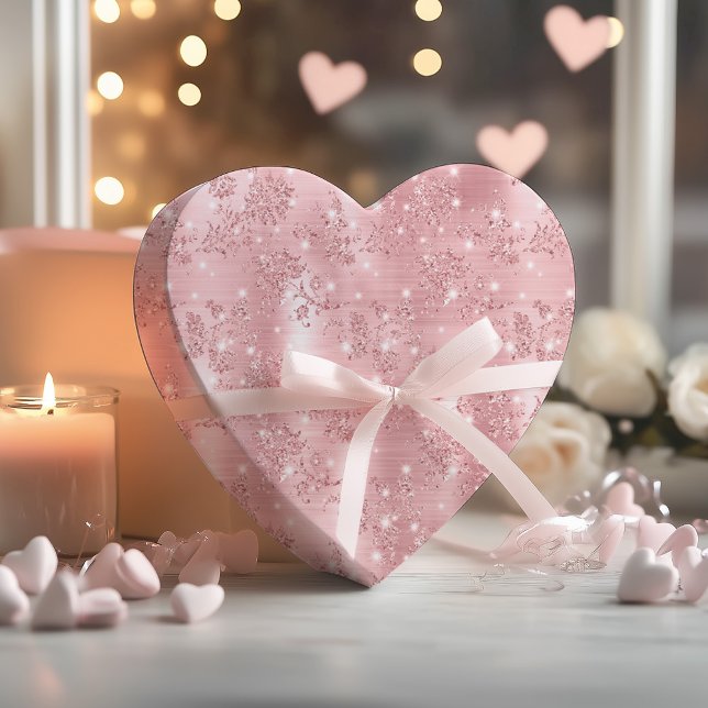 Cute Girly Pink Rose Gold Glitter Floral Pattern  Wrapping Paper (Creator Uploaded)