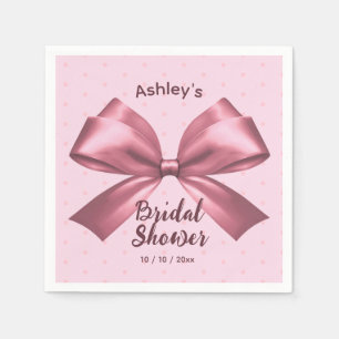 Cute Girly Pink Satin Aesthetic Bow Napkin
