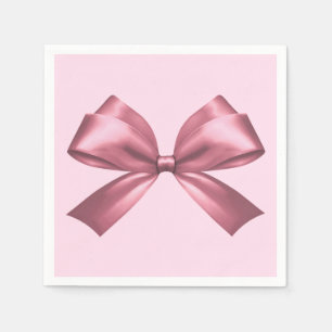 Cute Girly Pink Satin Aesthetic Bow Napkin