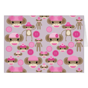 Cute Girly Pink Sock Monkey Girl Pattern Collage