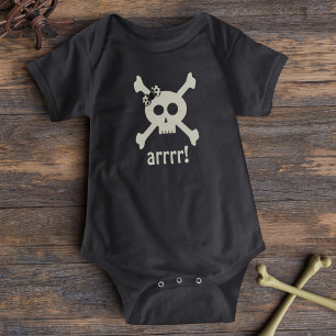 Cute Girly Pirate Skull Halloween Baby Bodysuit