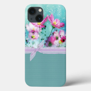 Cute Girly Polka Dots, Blooming Flowers iPhone 13 Case