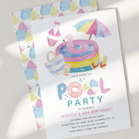 Cute Girly Pool Party Birthday