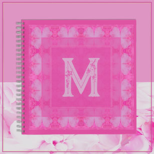 Cute Girly Pretty Pink Glitter Monogram Notebook