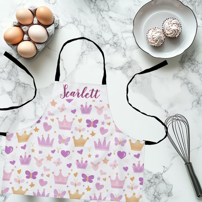 Cute Girly Princess Custom Name Apron (Creator Uploaded)