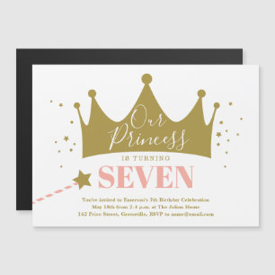 Cute Girly Princess Pink Birthday Party Invitation