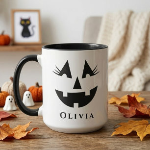Cute Girly Pumpkin Face Custom Halloween Mug