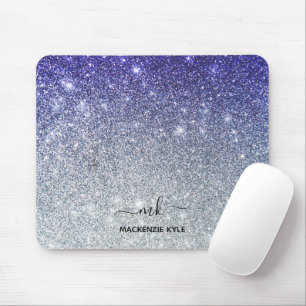 Cute Girly Purple and silver Ombre Glitter Mouse Mat