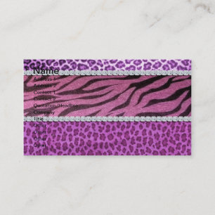 Cute Girly Purple Animal Print Diamond Business Card