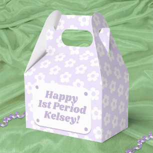 Cute Girly Purple Floral First Period Party  Favour Box