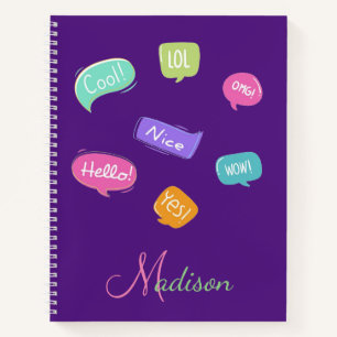 Cute Girly Purple Fun Name Silly Trendy Notebook