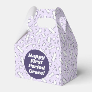 Cute Girly Purple Tampon Pattern First Period Favour Box