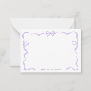 Cute Girly Purple Violet Lavender Bow Ribbon Frame Card