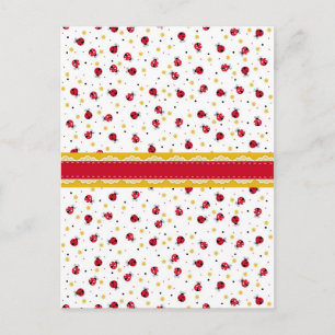 Cute girly red white black ladybugs dots postcard