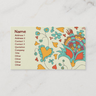 Cute Girly Retro Hearts Flowers Floral Business Card