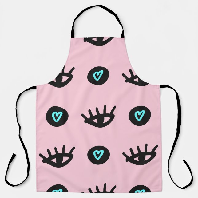 Cute girly seamless pattern with doodle eyes and h apron (Front)