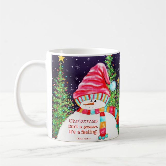 Cute Girly Snowman Christmas Inspirivity  Coffee Mug (Left)