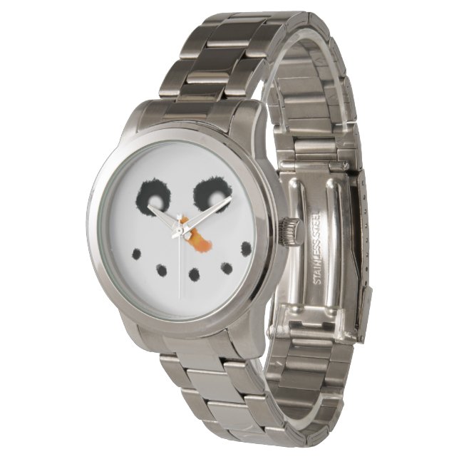 Cute Girly Snowman Face Christmas Womens Watch (Angled)