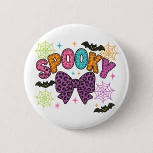Cute Girly Spooky Leopard Bow Halloween 6 Cm Round Badge