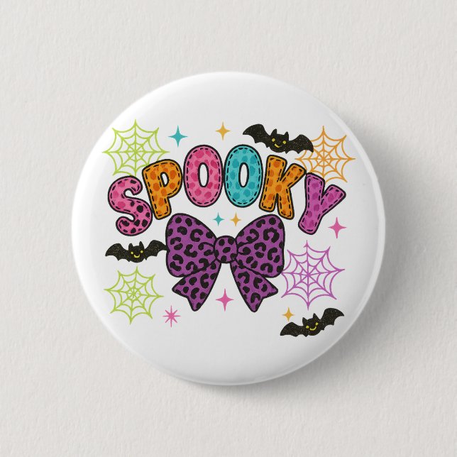 Cute Girly Spooky Leopard Bow Halloween 6 Cm Round Badge (Front)