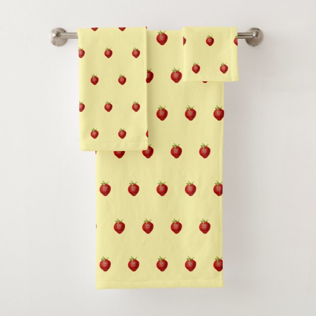 Cute Girly Strawberry on Cream Bath Towel Set (Insitu)