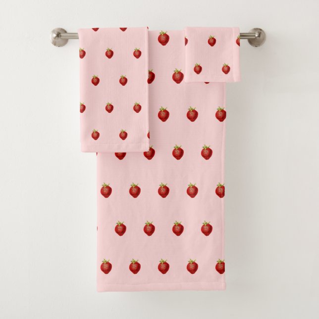 Cute Girly Strawberry Soft Pink  Bath Towel Set (Insitu)