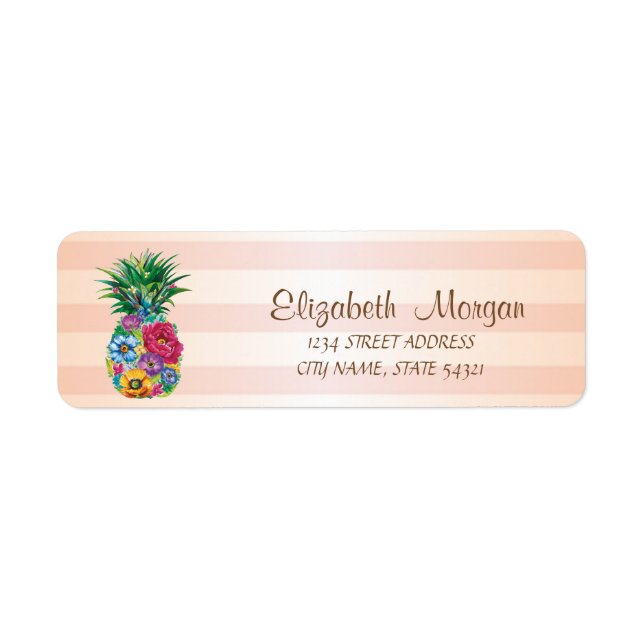 Cute  Girly Striped Floral Pineapple   (Front)