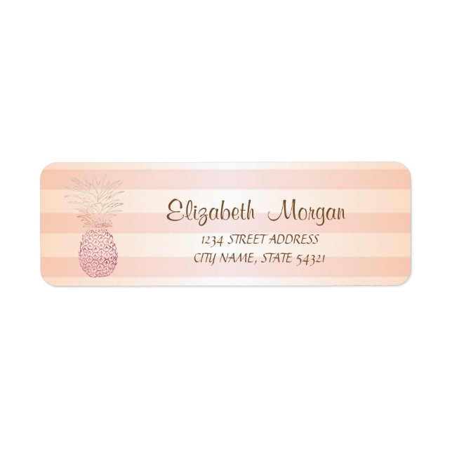 Cute  Girly Striped , Pineapple  Address Label (Front)