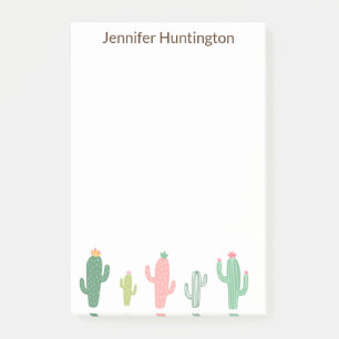 Cute Girly Succulent Cactus Personalised Post-it Notes