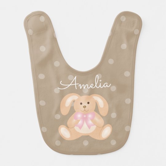 Cute Girly Sweet Adorable Baby Bunny Rabbit Girls Bib