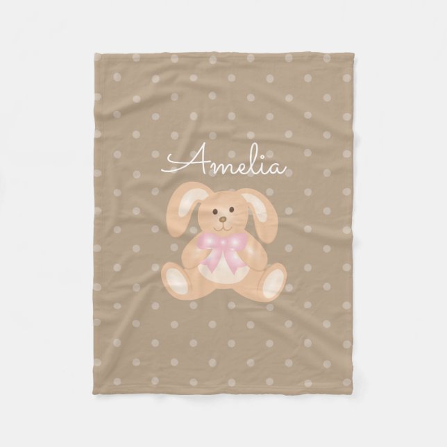 Cute Girly Sweet Adorable Baby Bunny Rabbit Kids Fleece Blanket (Front)