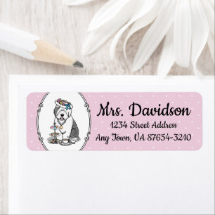 Cute Girly Tea Party Old English Sheepdog (Gray 1)