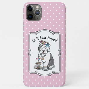 Cute Girly Tea Party Old English Sheepdog (Grey 1) iPhone 11 Pro Max Case
