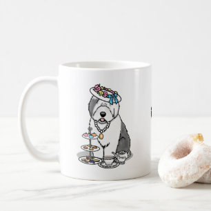 Cute Girly Tea Party Old English Sheepdog (Grey 1) Coffee Mug