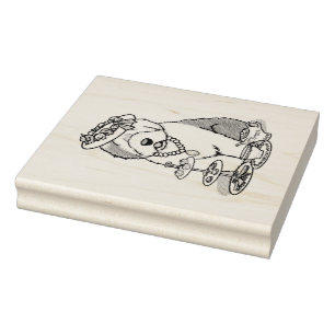 Cute Girly Tea Party Old English Sheepdog (Grey 1) Rubber Stamp