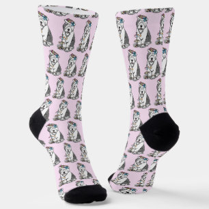 Cute Girly Tea Party Old English Sheepdog (Grey 1) Socks