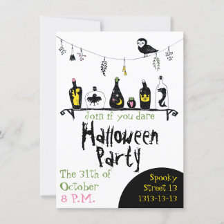 Cute girly teens Halloween party invitation