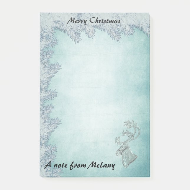 Cute girly trendy Holiday reindeer  monogram Post-it Notes (Front)