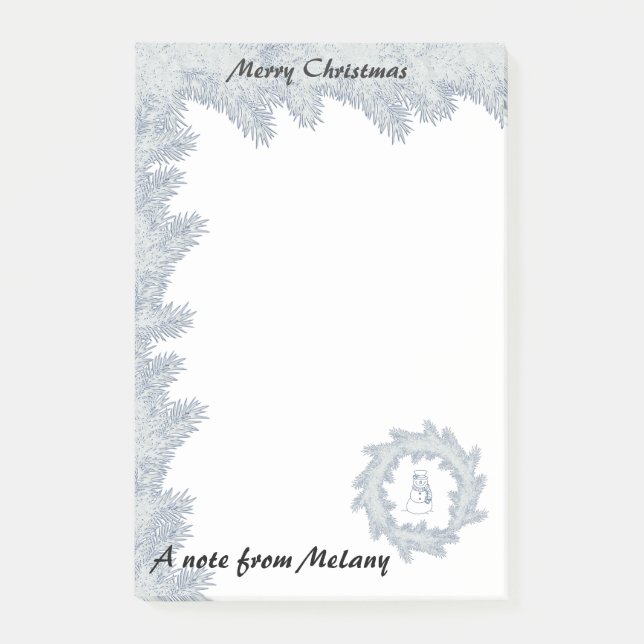 Cute girly trendy Holiday snowman monogram Post-it Notes (Front)