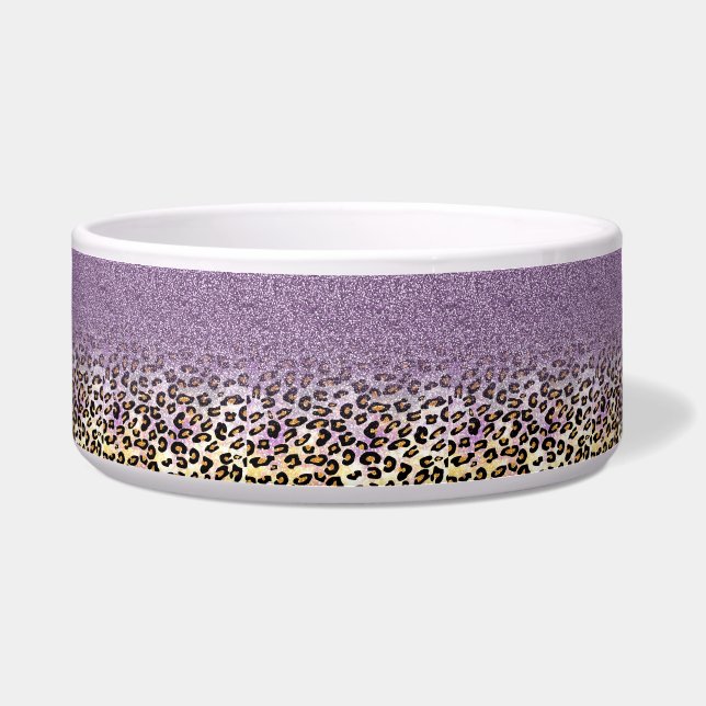 Cute girly trendy purple faux glitter leopard (Front)
