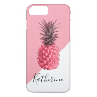 Cute girly tropical pink and white pineapple