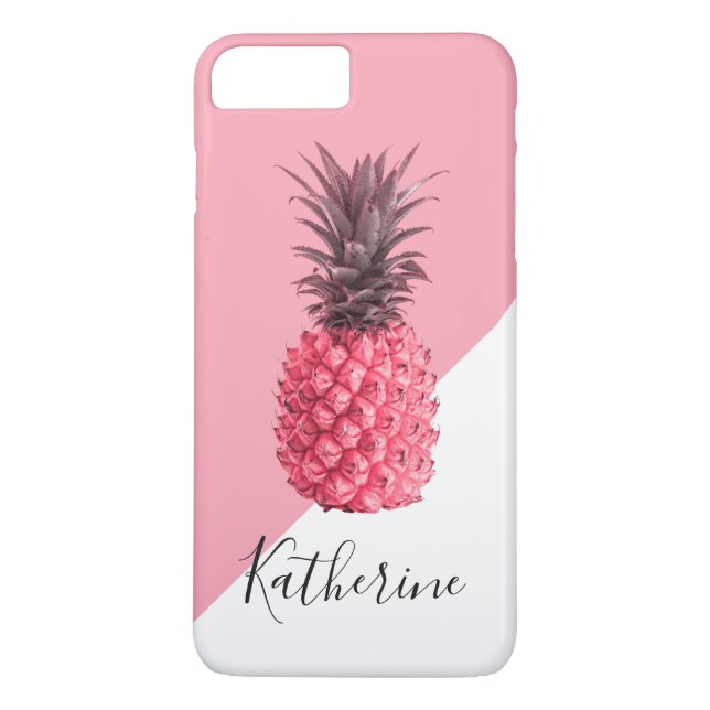 Cute girly tropical pink and white pineapple Case-Mate iPhone case (Back)